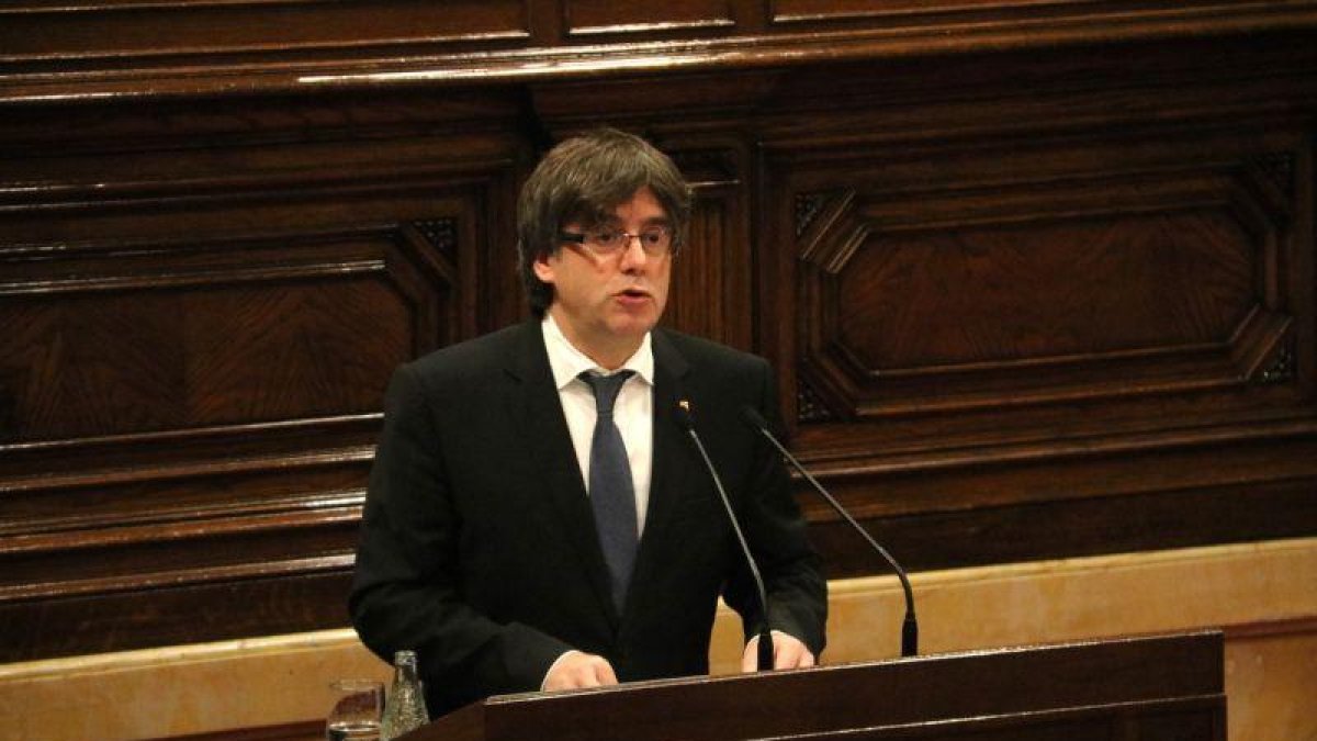 El 'president' Carles Puigdemont, en el debate de política general en el Parlament.-ACN