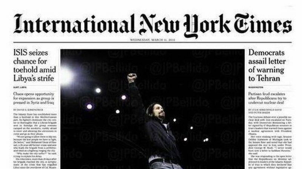 Pablo Iglesias, portada en 'The New York Times'.-