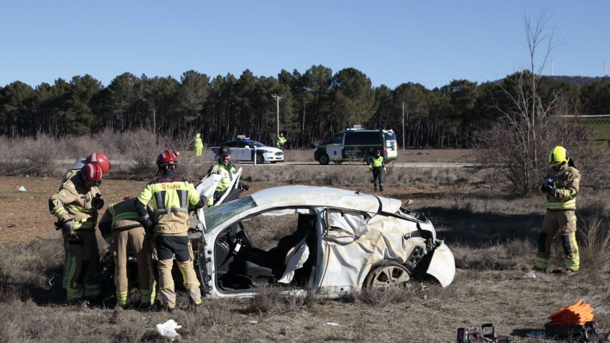 Accidente ocurrido este domingo 5 de febrero en Fuentelsaz.-GONZALO MONTESEGURO