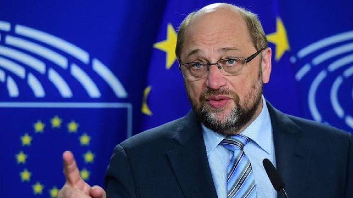 Schulz, en una conferencia de prensa, el 28 de mayo en Bruselas.-Foto:   AFP / EMMANUEL DUNAND