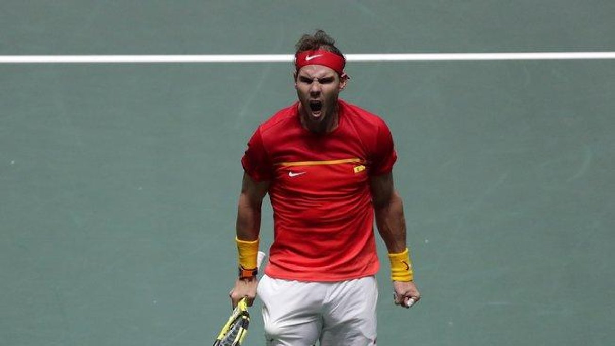 Rafa Nadal celebra un punto.-AP