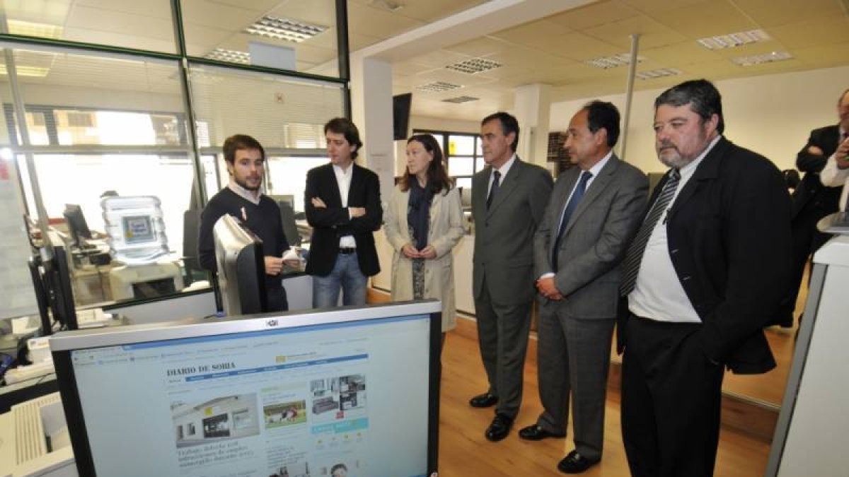 Ungría, Mínguez, Heredia, Pardo, Represa y Corcuera, esta mañana, en la presentación de la web.-VALENTÍN GUISANDE