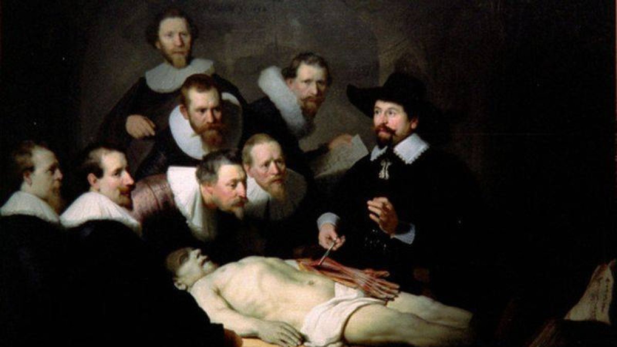 Rembrandt inmortalizó en 'Lección de anatomía del Dr. Nicolaes Tulp' una clase de medicina del siglo XVII.-Foto: AP