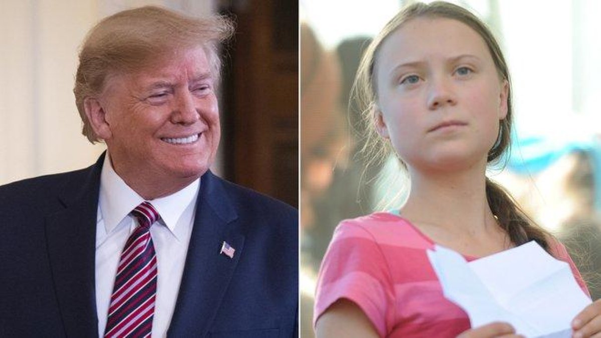 Donald Trump y Greta Thunberg.-POLARIS / CONTACTO