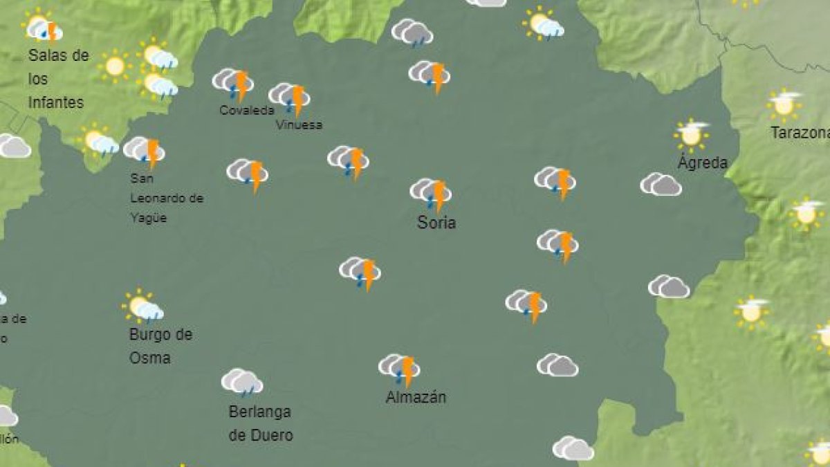 Predicción de la Aemet para esta jornada en Soria en la franja de las 16 horas.-HDS
