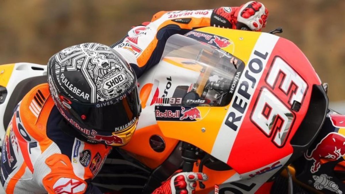 Marc Márquez (Honda), hoy en su último ensayo en Brno, República Checa.-HONDARACING.CO
