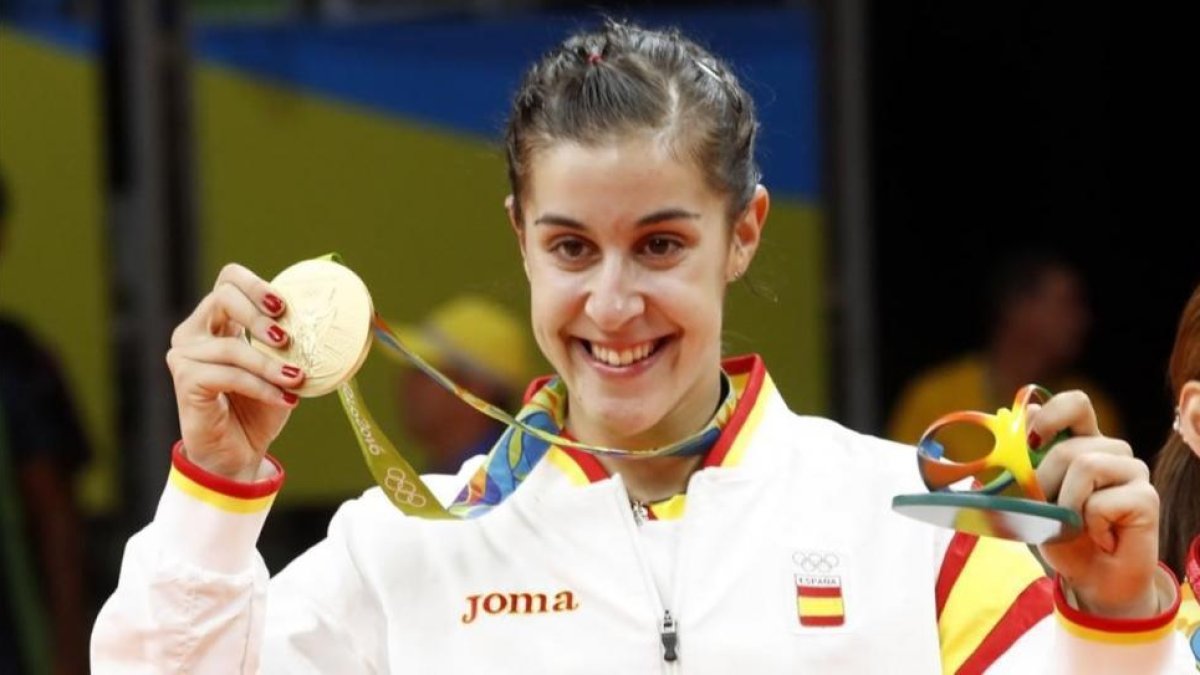 Carolina Marín se proclamó campeona olímpica de bádminton en los Juegos de Río 2016.-ELVIRA URQUIJO / EFE