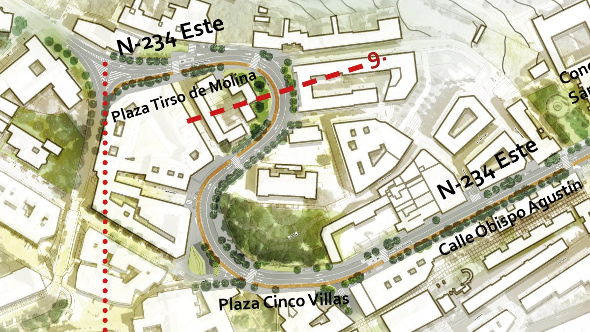Plano de la mejora de la seguridad en Dehesa Serena, según el avance del proyecto de las travesías. HDS
