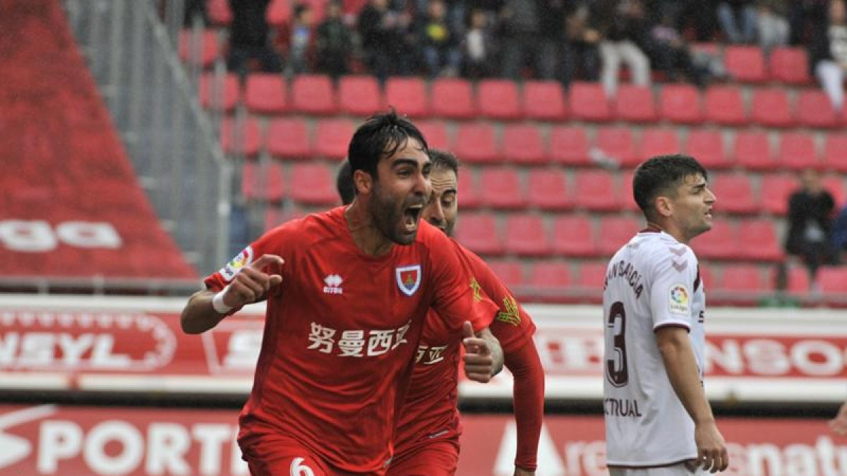 Escassi anotaba el pasado viernes el gol de la victoria del Numancia ante el Albacete.-Valentín Guisande