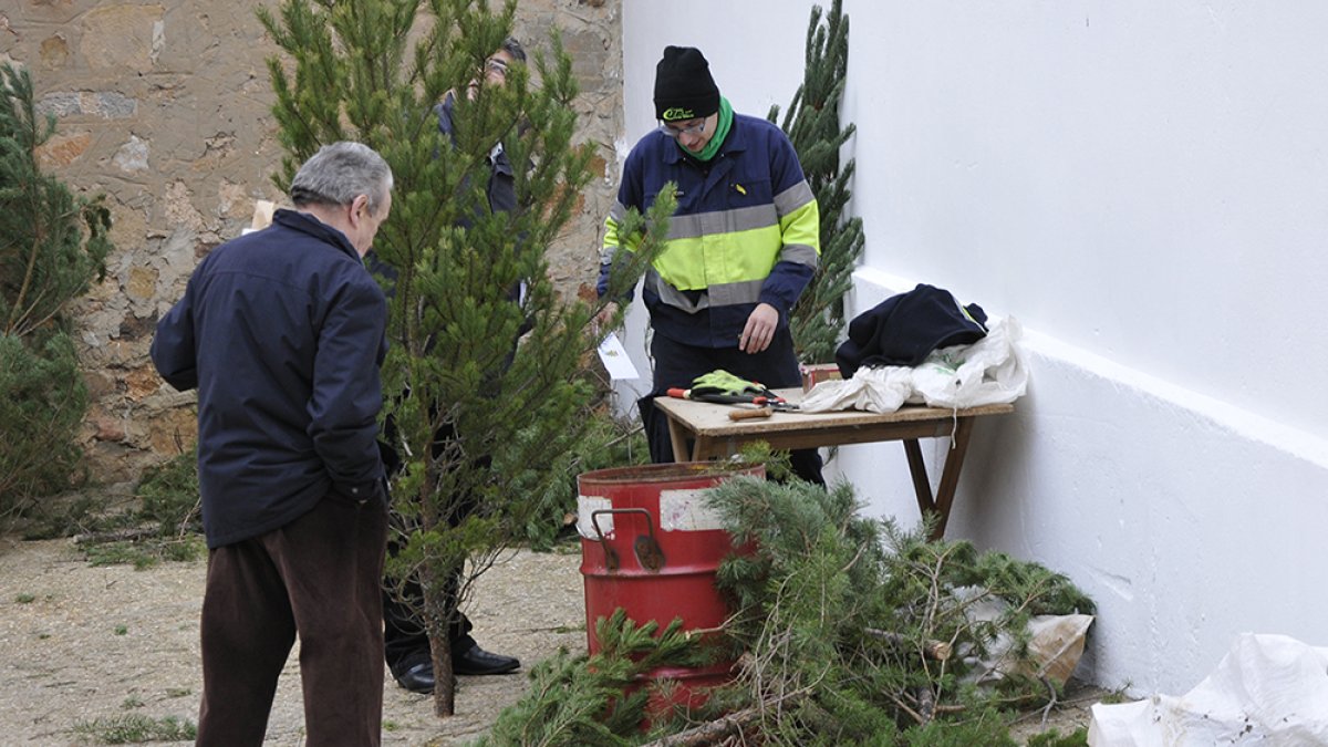 Reparto de pinos durante las Navidades del año pasado. VALENTÍN GUISANDE