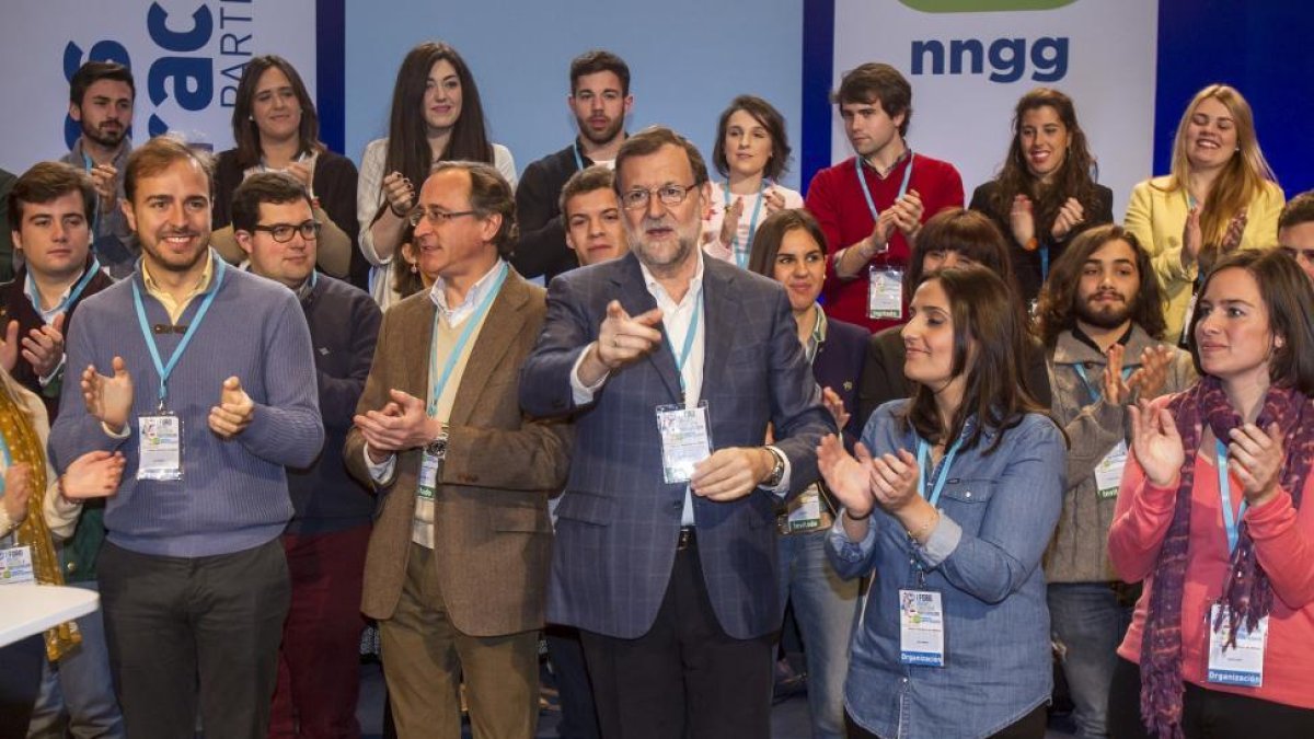 Mariano Rajoy en uno de los encuentros con las Nuevas Generaciones del PP en una imagen de archivo.-E.M.