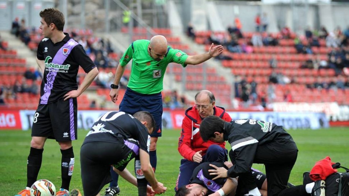 González Fuertes durante el partido entre el Girona y el Numancia.-ÁREA 11