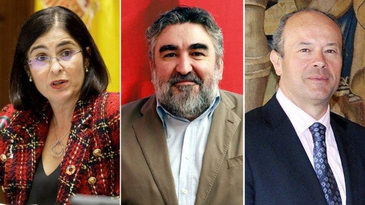 De izquierda a derecha, la canaria Carolina Darias (nueva ministra de Política Territorial y Función Pública), el valenciano José Manuel Rodríguez Uribes (Cultura) y el sevillano Juan Carlos Campo Moreno (Justicia).-