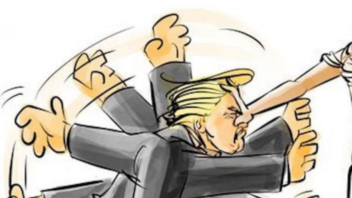 Viñeta sobre el veto de Trump.-