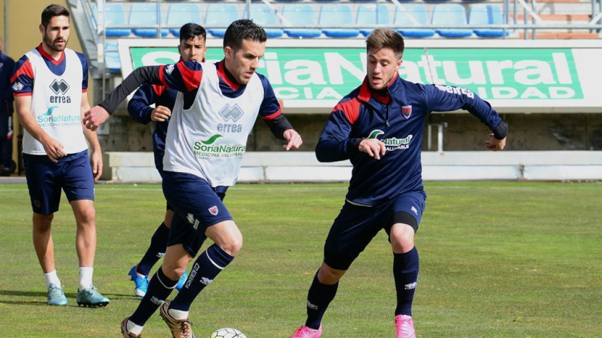 Julio Álvarez, Gaztañaga, Ciria y Jorge Díaz en un entrenamiento de esta semana-Álvaro Martínez