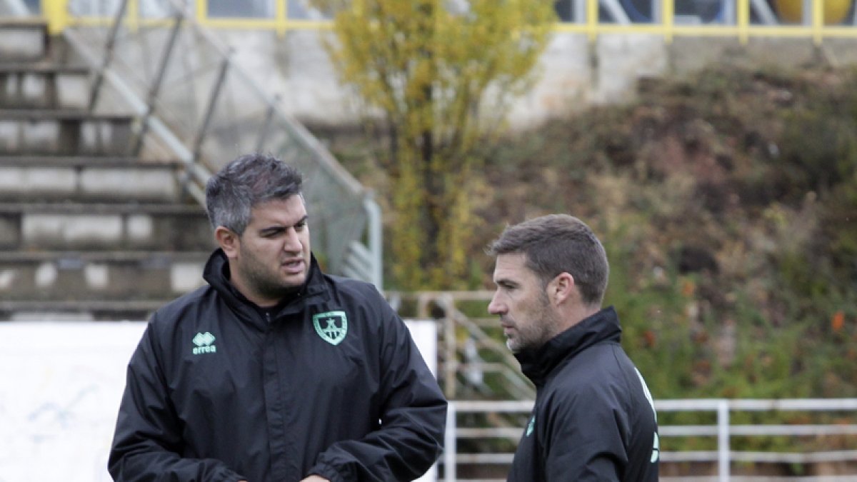 Huerta y Carrión en un entrenamiento de esta temporada. LUIS A. TEJEDOR