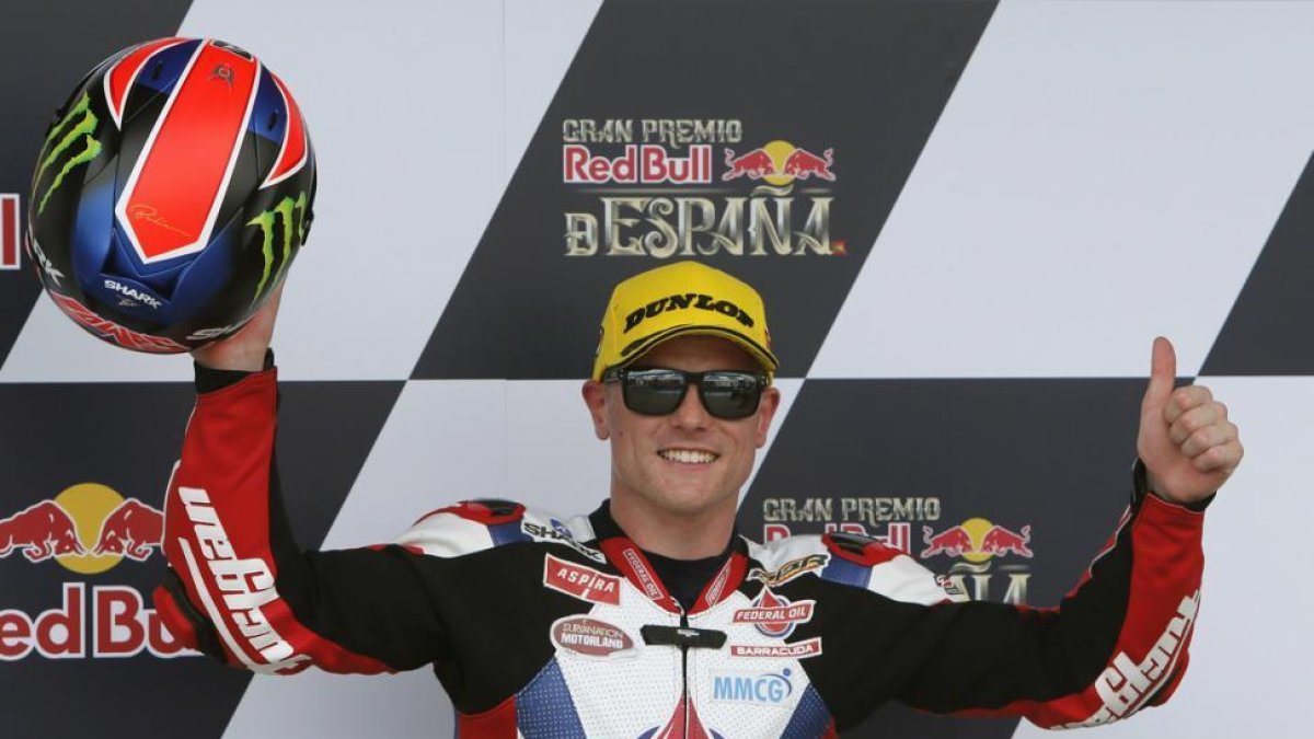 El piloto británico de Moto2 Sam Lowes, en el circuito de Jerez.-EFE