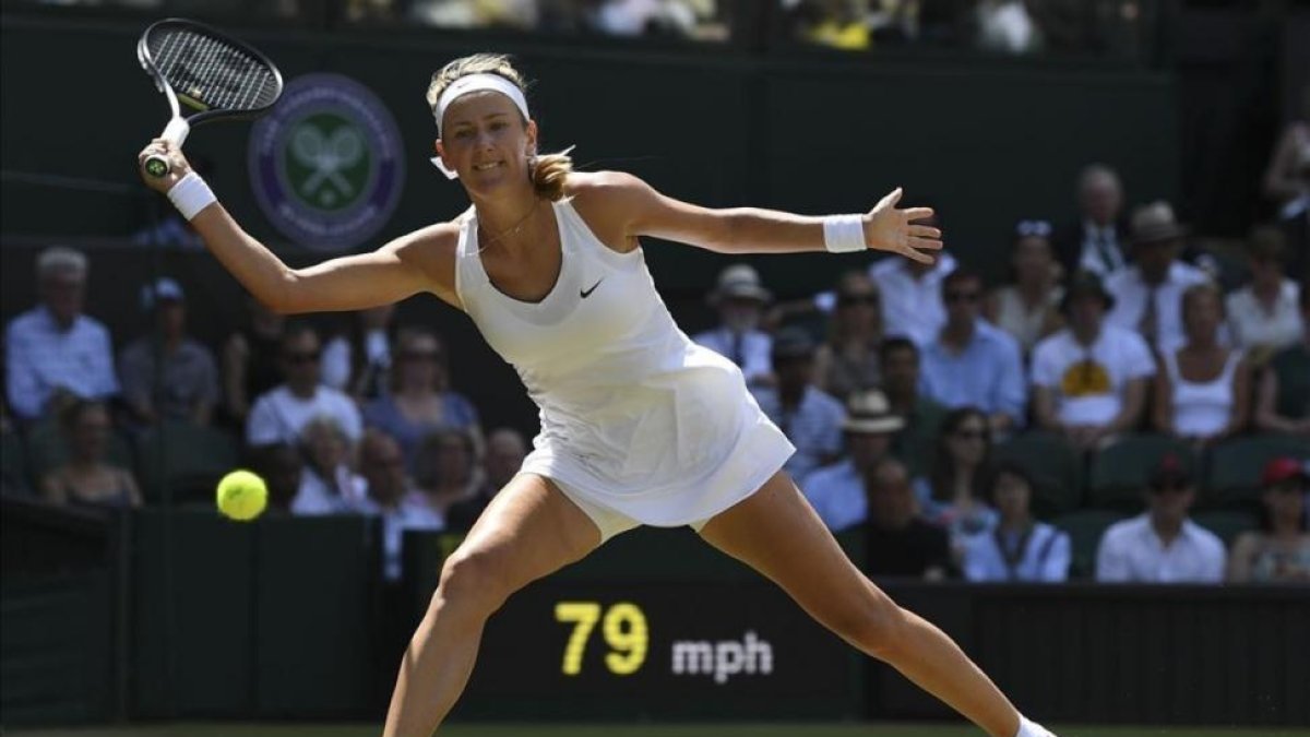 Azarenka, durante su partido de tercera ronda en Wimbledon ante Watson-GLYN KIRK / AFP
