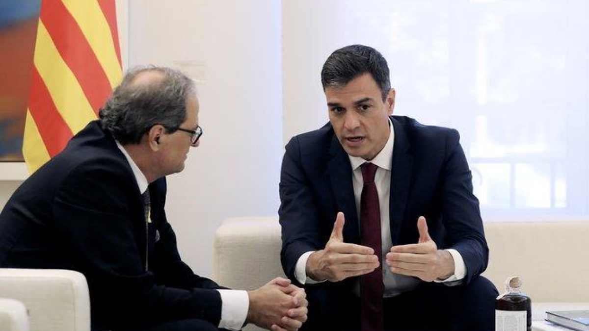 Sánchez y Torra, en la reunión que mantuvieron en la Moncloa en julio del 2018.-EFE