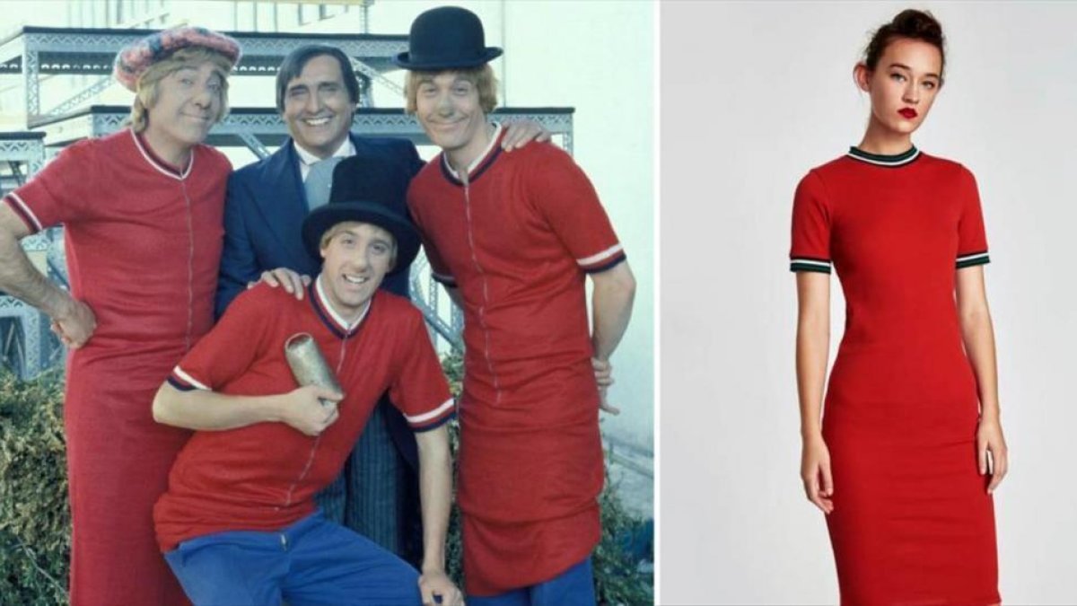 A la izquierda, Los Payasos de la Tele y, a la derecha, el vestido de Zara.-PERIODICO (INSTAGRAM/ ZARA)