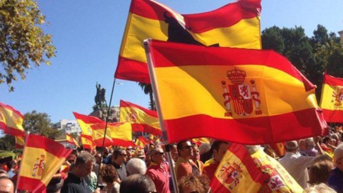 Manifestación unionista en Palma de Mallorca, este sábado.-EUROPA PRESS