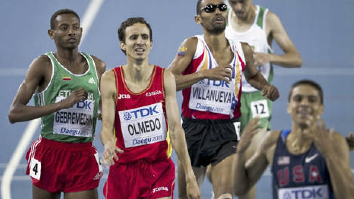 Manuel Olmedo al cruzar la meta como cuarto del Mundial. -