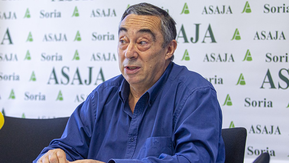 El presidente de Asaja Soria, Carmelo Gómez, presenta el resultado de la cosecha. MARIO TEJEDOR
