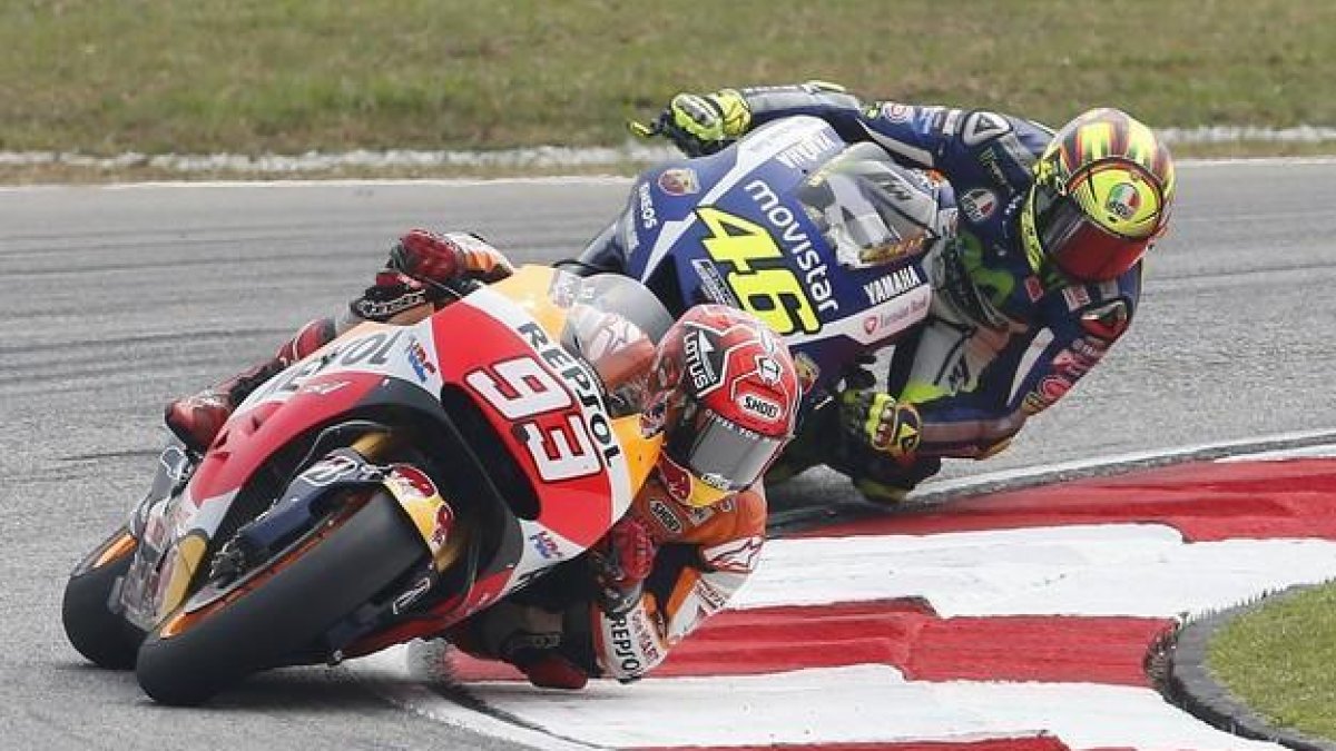 Márquez y Rossi, durante el GP de Malasia, este domingo.-REUTERS