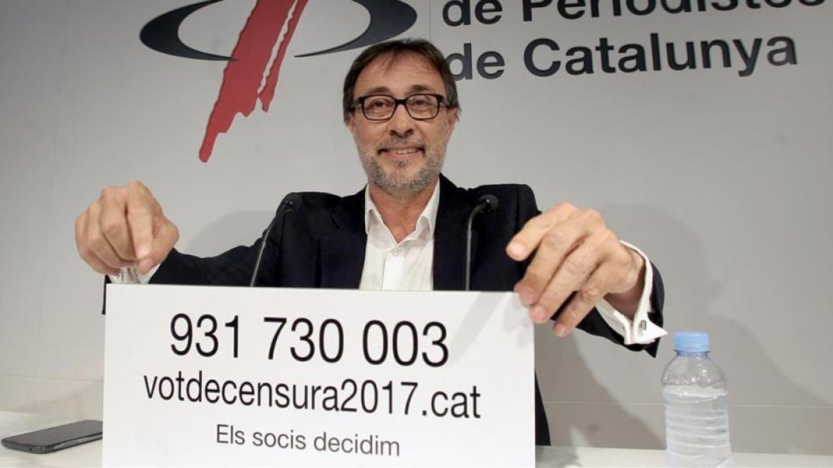 Benedito, en la presentación del anuncio del voto de censura.-MARC CASANOVAS