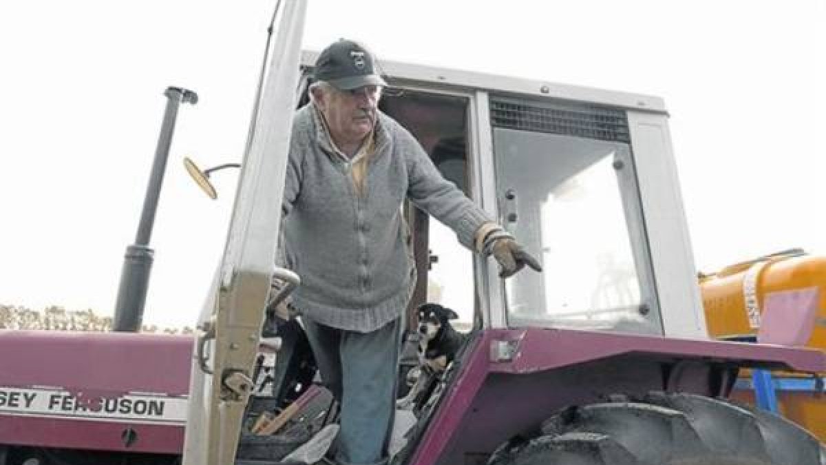 El presidente saliente José Mujica, de hábitos ascéticos, a bordo de un tractor, en sus tierras en las afueras de Montevideo.-Foto:  AP / MATILDE CAMPODONICO