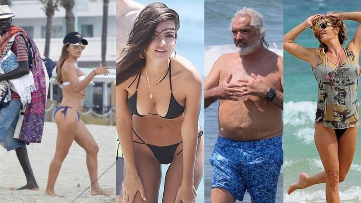 De izquierda a derecha, Eva Longoria, Emily Ratajkowski, Flavio Briatore y Makoke, en las playas.-EL PERIÓDICO