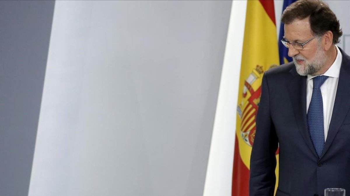 Mariano Rajoy, después de una rueda de prensa en la Moncloa, el pasado 7 de septiembre.-JOSE LUIS ROCA