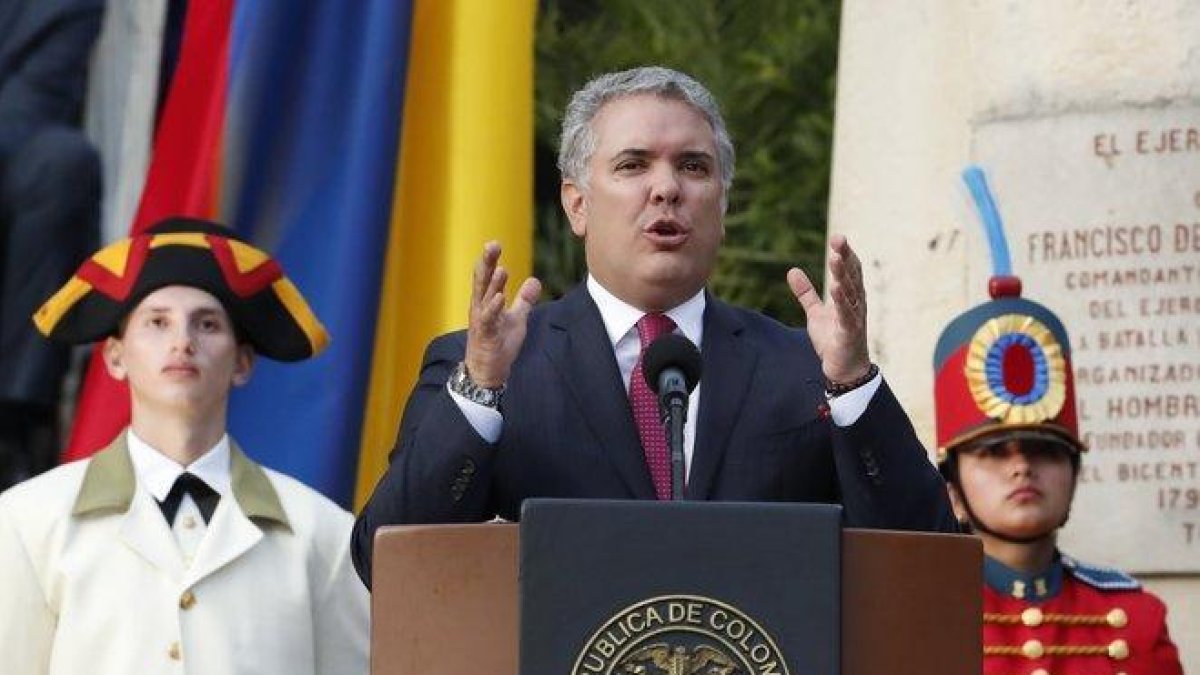 El presidente de Colombia, Iván Duque, durante la conmemoración del bicentenario de su independencia.-EFE