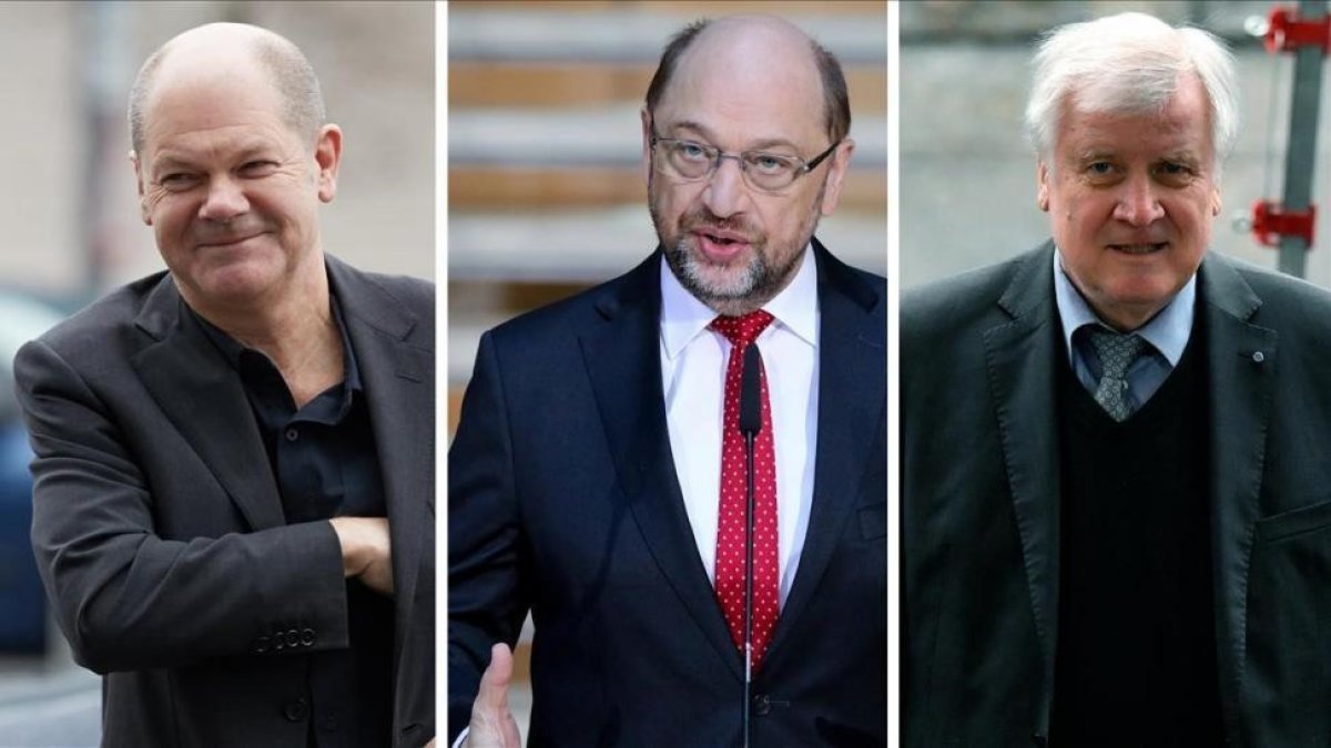 Olaf Scholz, Martin Schulz y Horst Seehofer.-PERIODICO