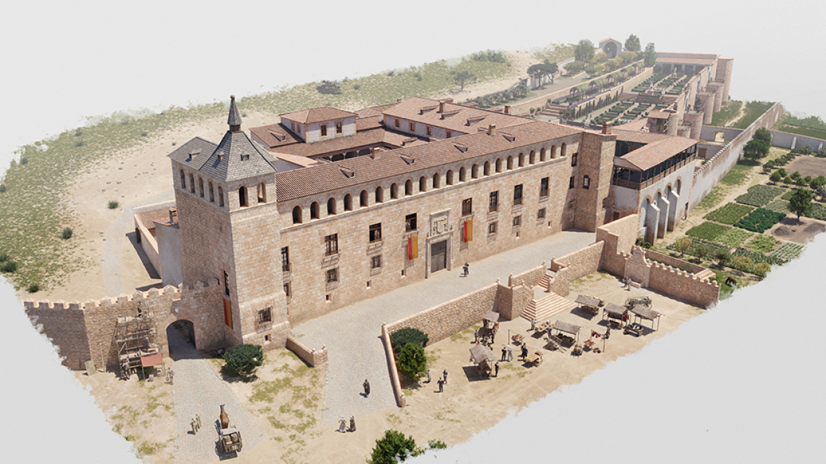 Reconstrucción virtual del Palacio de Berlanga a finales del siglo XVI. -ASOCIACIÓN AMIGOS DE BERLANGA