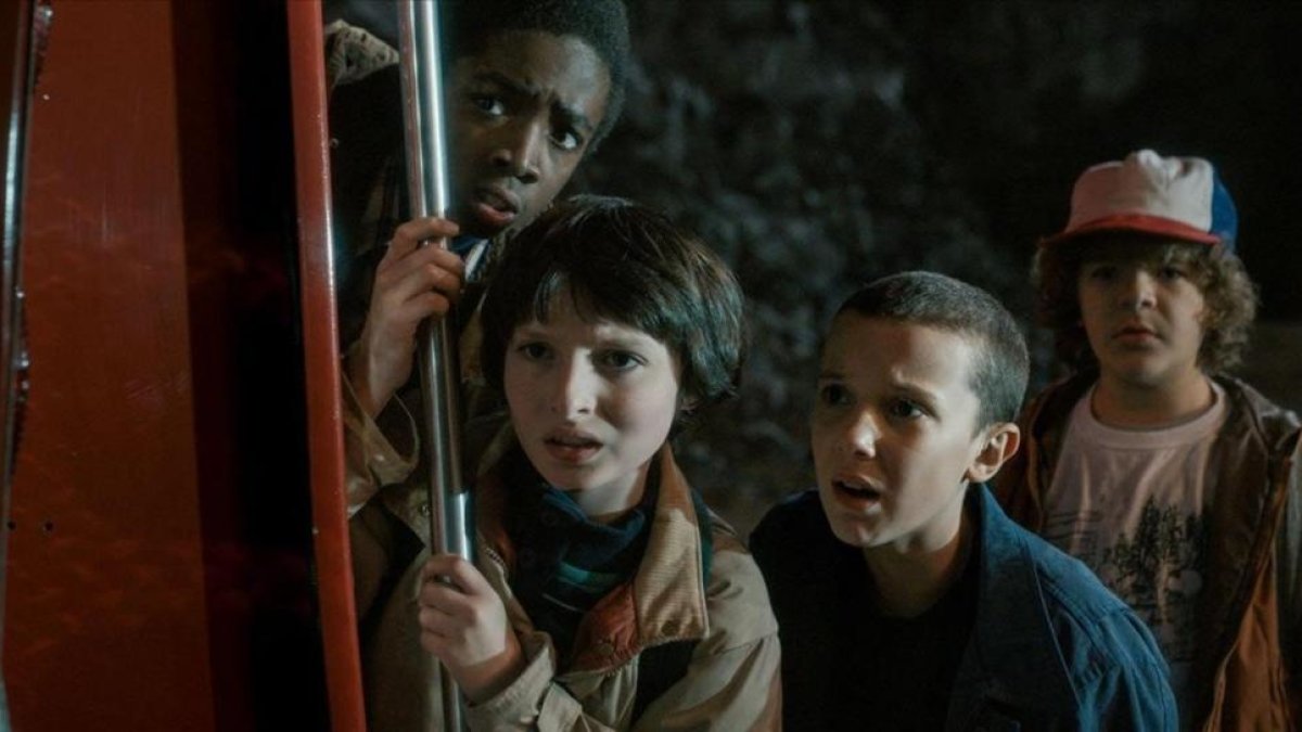 Los cuatro niños protagonistas de 'Stranger things'.-NETFLIX