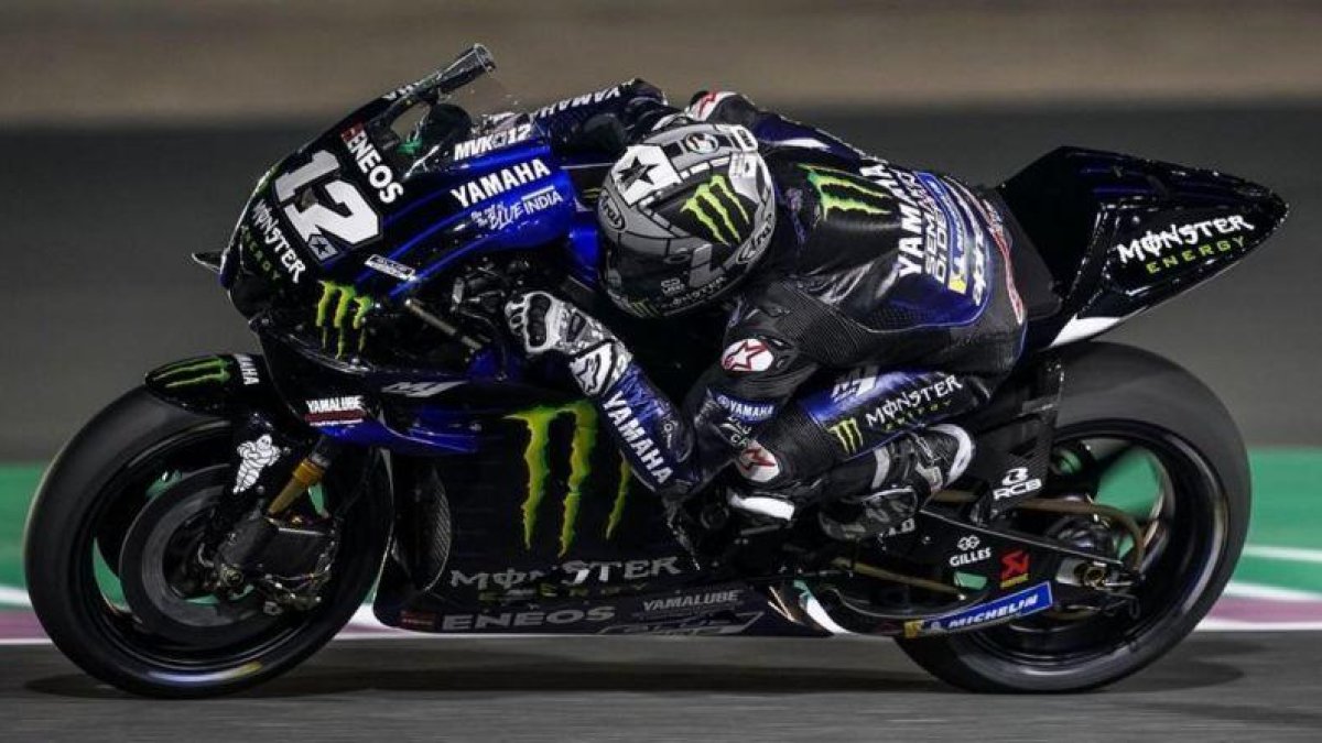 Maverick Viañles (Yamaha), en su vuelta rápida de hoy, que le otorgó la pole en Doha, Catar.-YAMAHA MONSTER MEDIA