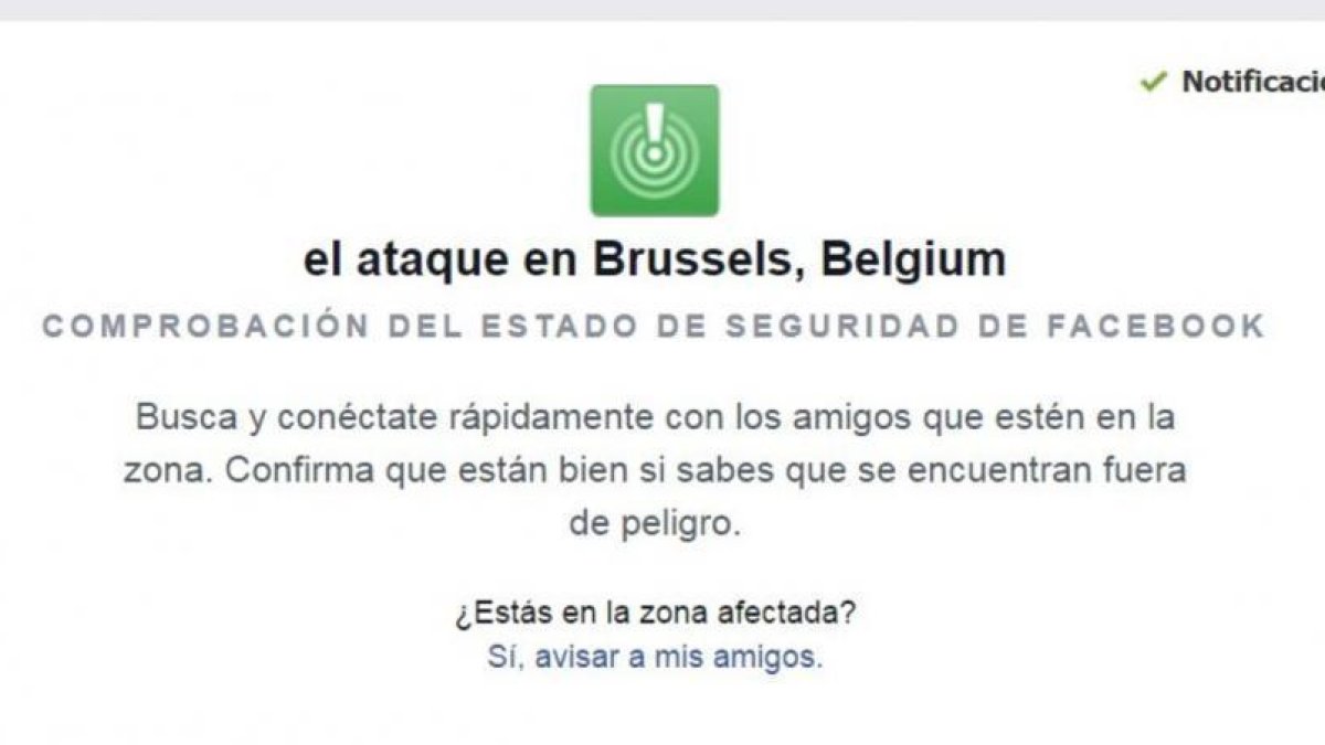 Facebook activa el botón de seguridad tras las explosiones de Bruselas.-
