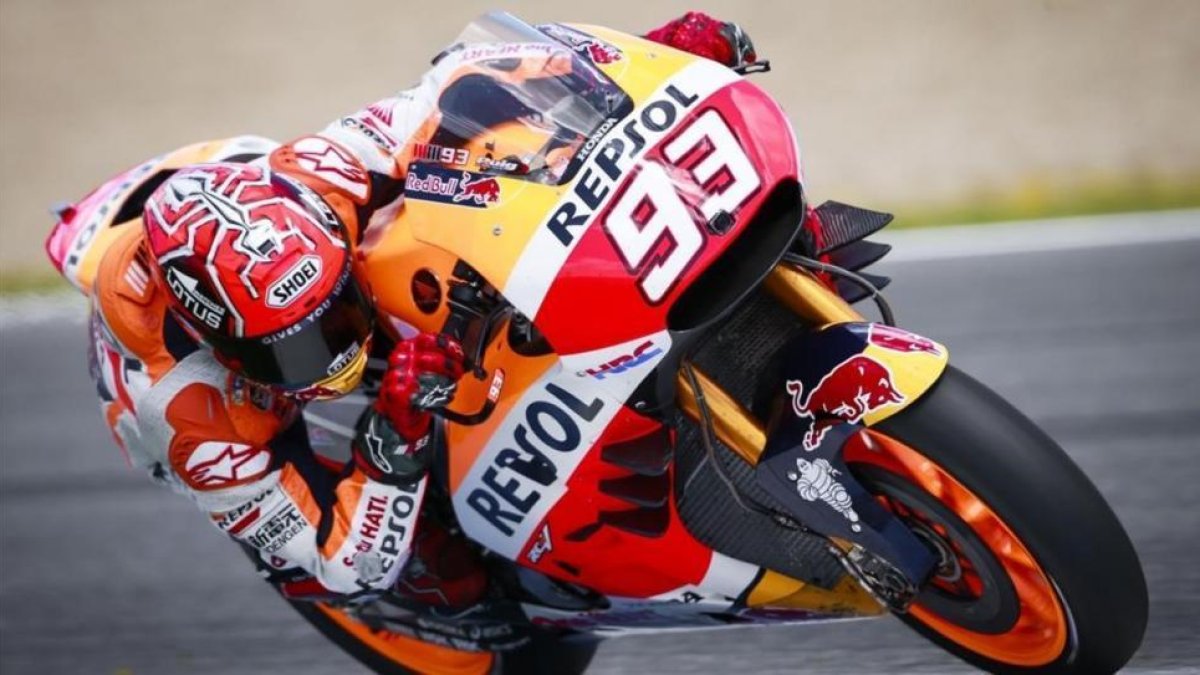 Marc Márquez, probando en Jerez una alitas en su Honda.-JAIME OLIVARES