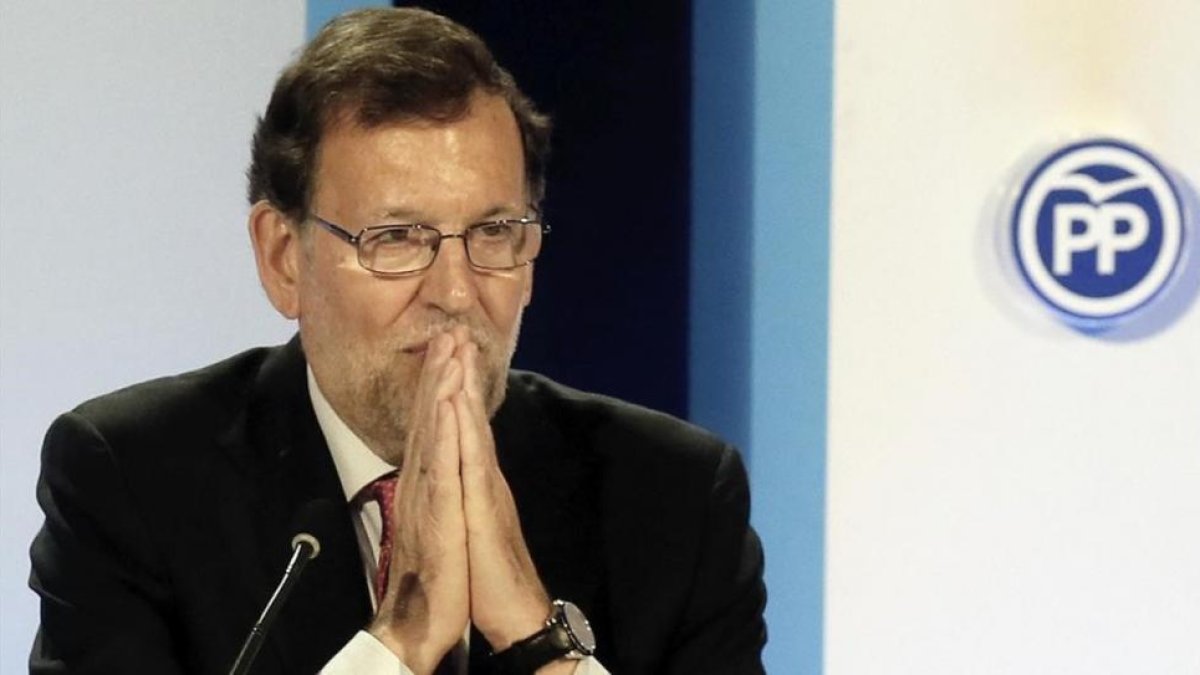 Mariano Rajoy durante la clausura de una conferencia con los portavoces parlamentarios de su partido-EFE / MANUEL LORENZO
