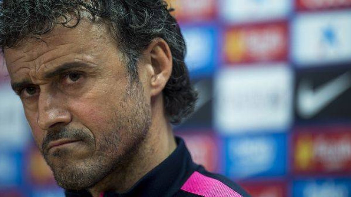 Luis Enrique, durante la rueda de prensa previa al partido frente al Almería, en la ciudad deportiva del Barça.-Foto: JORDI COTRINA