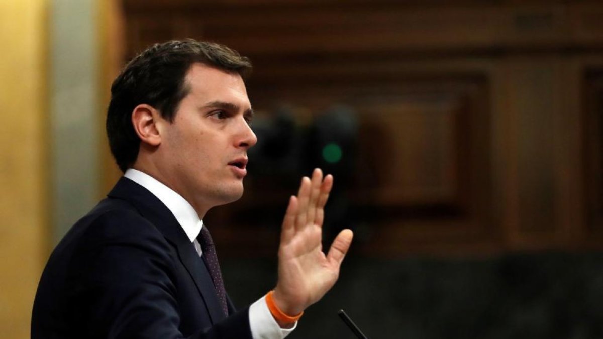 Albert Rivera, durante su intervención en el pleno del Congreso sobre el debate de las pensiones-EFE