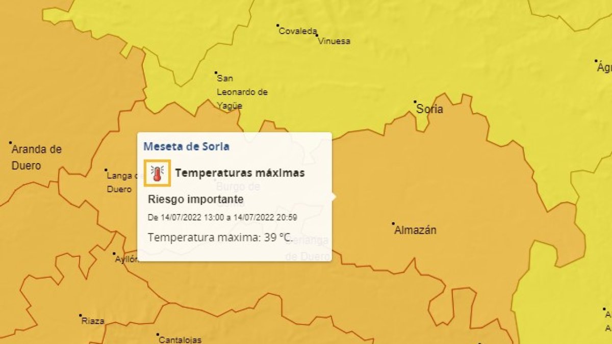 Situación de las alertas en Soria para este jueves. HDS