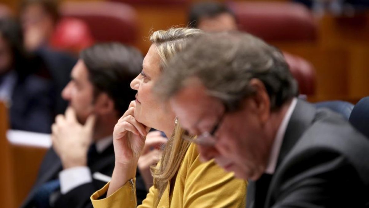 Pilar del Olmo en el Pleno de las Cortes de ayer-Ical