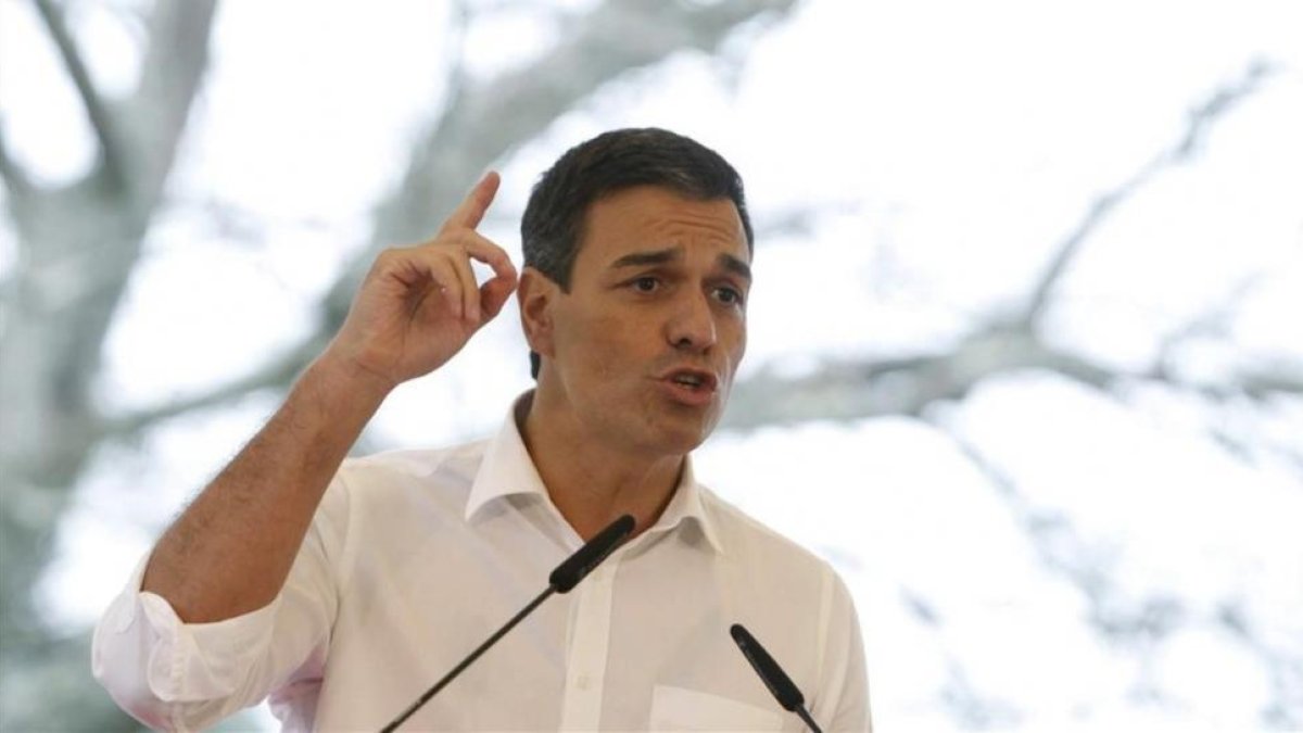 El exsecretario general del PSOE Pedro Sánchez, en un acto con militantes.-CABALAR