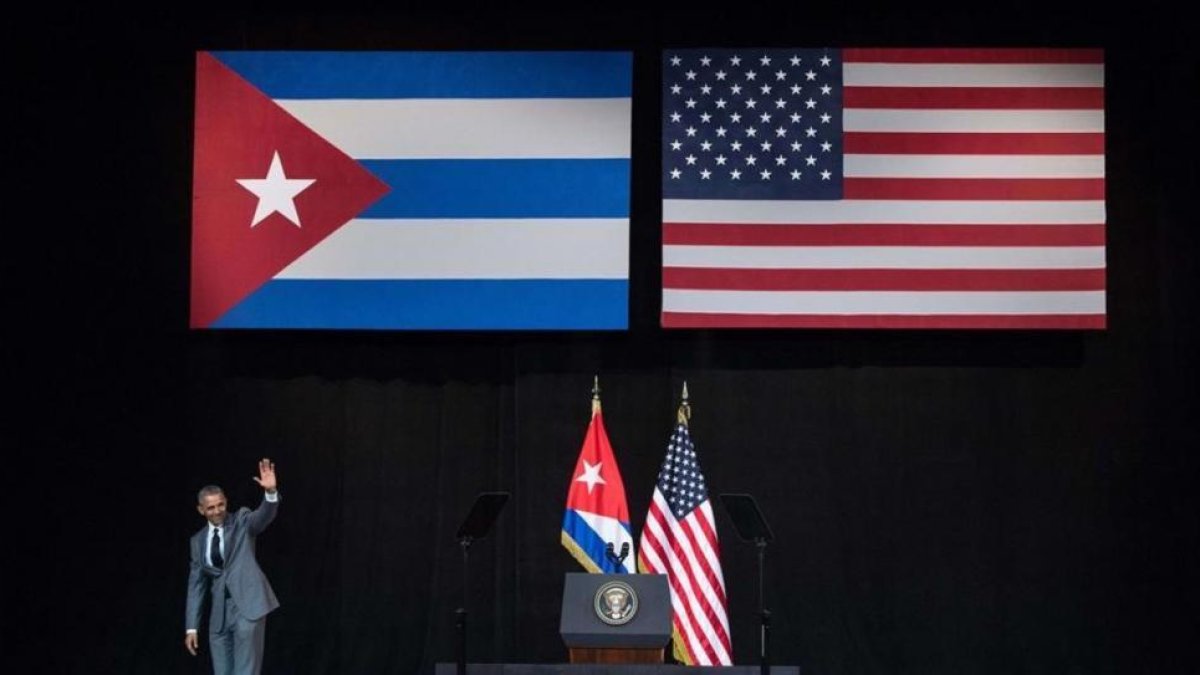 Obama, tras su discurso en el teatro Alicia Alonso de La Habana.-AFP / NICHOLAS KAMM