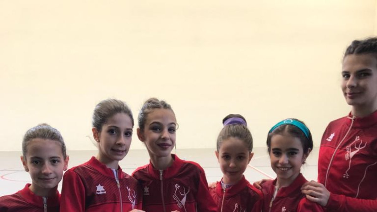 Las patinadoras sorianas que se desplazaron a tierras burgalesas el domingo. HDS