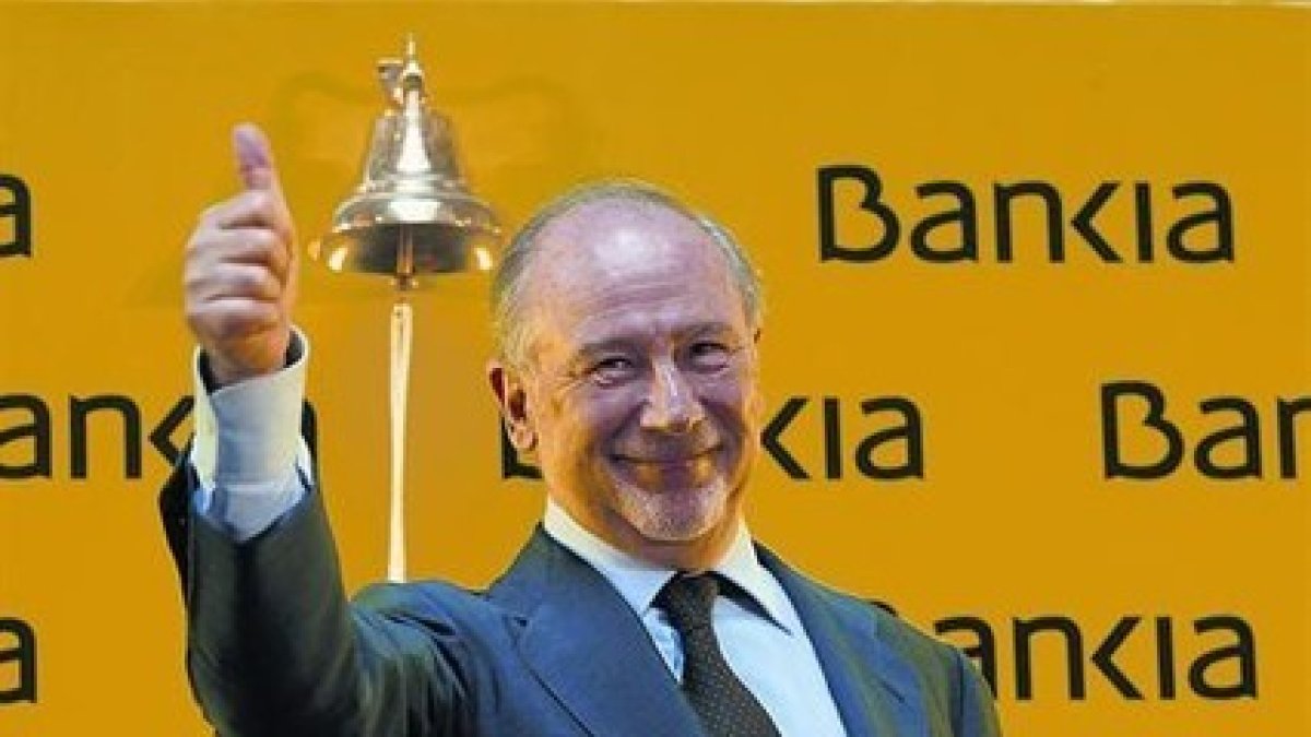 Rodrigo Rato, en el acto de salida a bolsa de Bankia en el 2011.-