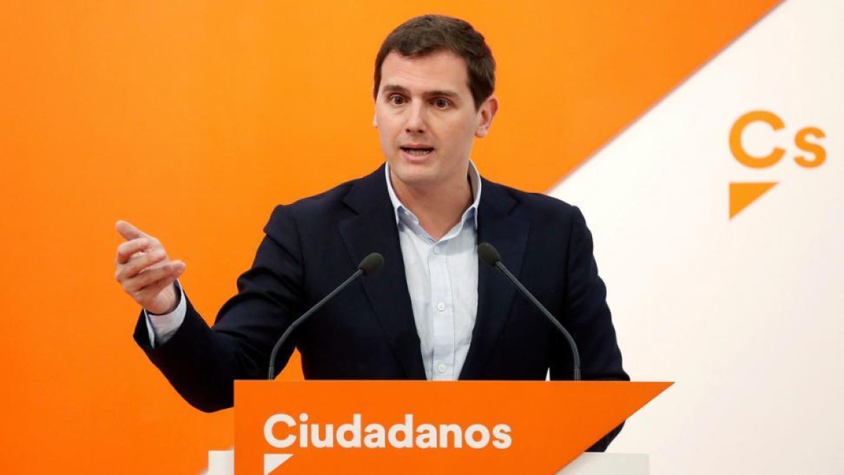 El presidente de Ciudadanos, Albert Rivera, condena la violencia de los CDR.-EFE / CHEMA MOYA