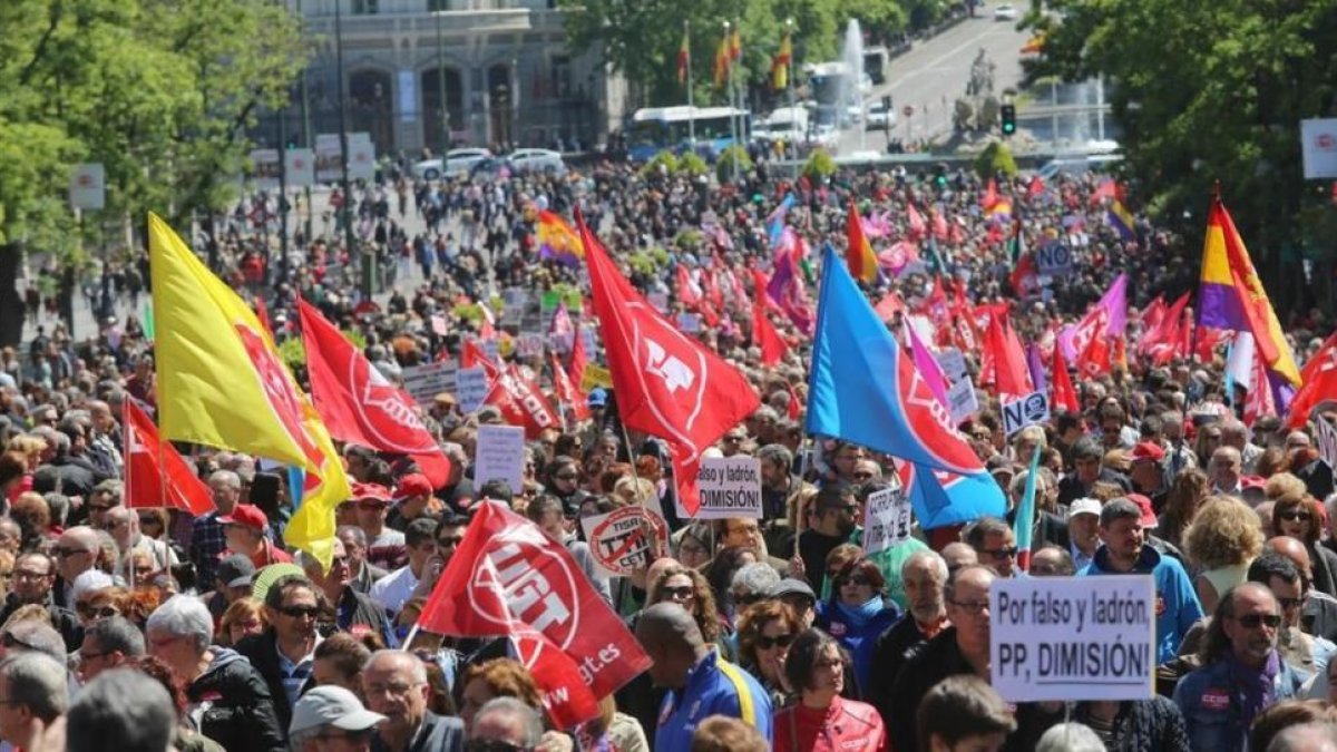 Aspecto de la manifestación en Madrid.-JUAN MANUEL PRATS